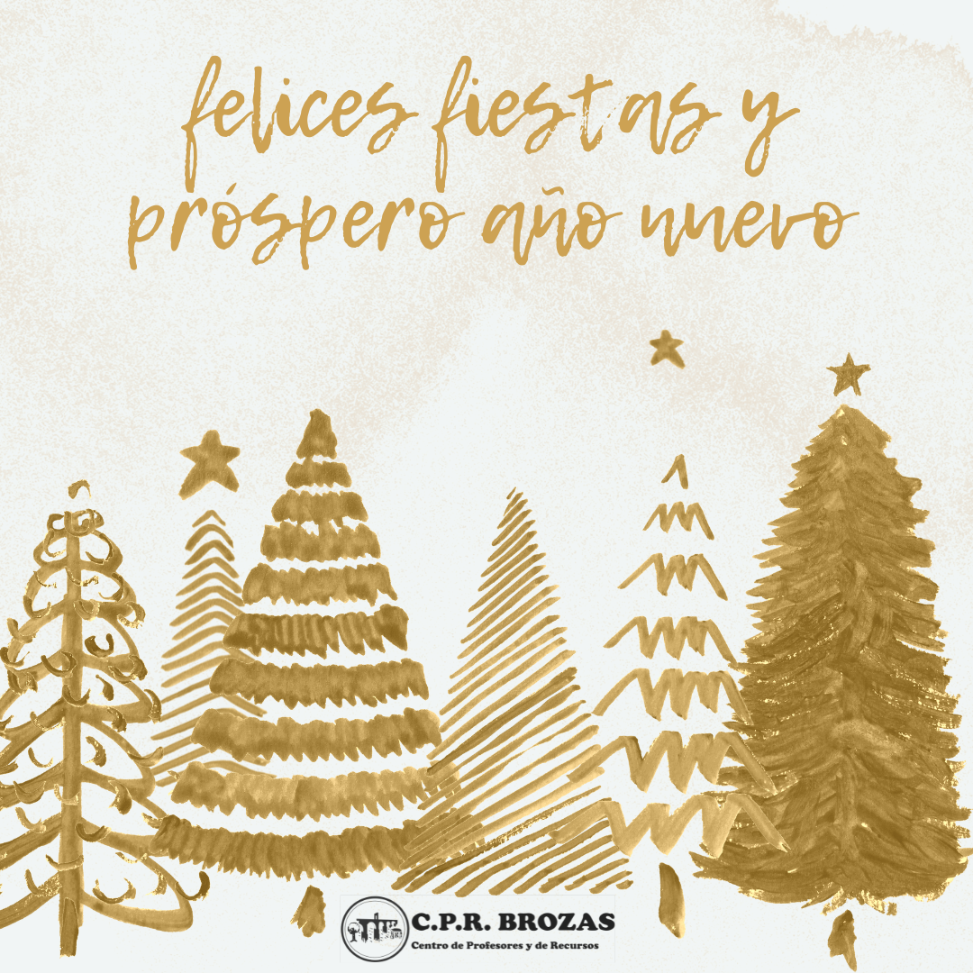 Post Publicación Instagram Felicitación Fiestas de Navidad y Año Nuevo Acuarela a Mano Dorado