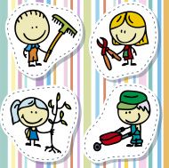 stock illustration 23988543 kids with garden tools